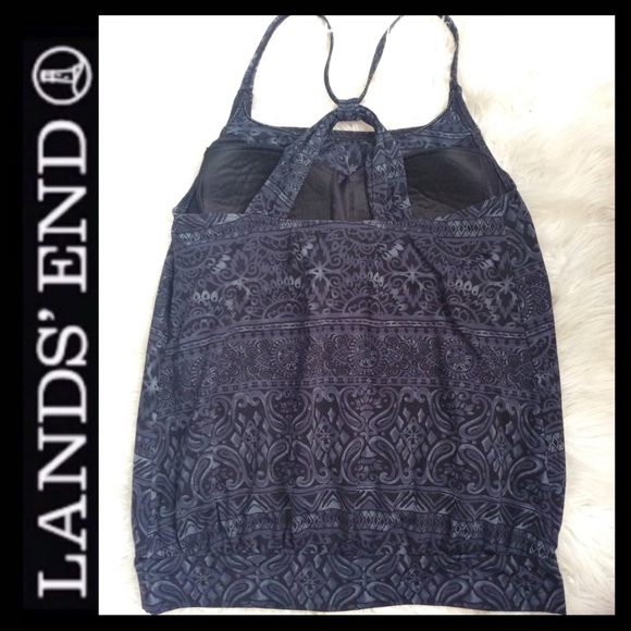 Lands’ End Paisley Blouson Tankini Top - Picture 2 of 7